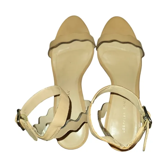 LOEFFLER RANDALL | Leather Scalloped Accent Ankle Strap Sandals in Size US 7.5