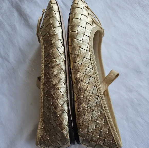 Loeffler Randall Leonie Gold Woven Ballet Flats Sz 7