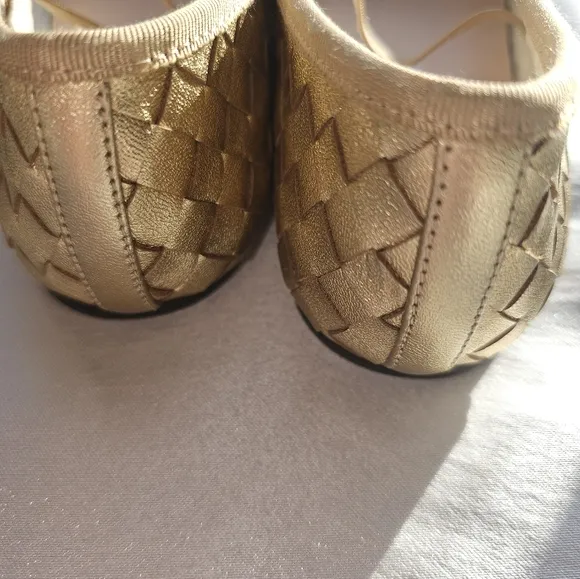 Loeffler Randall Leonie Gold Woven Ballet Flats Sz 7