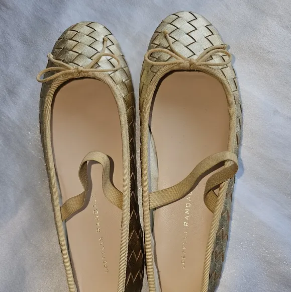 Loeffler Randall Leonie Gold Woven Ballet Flats Sz 7
