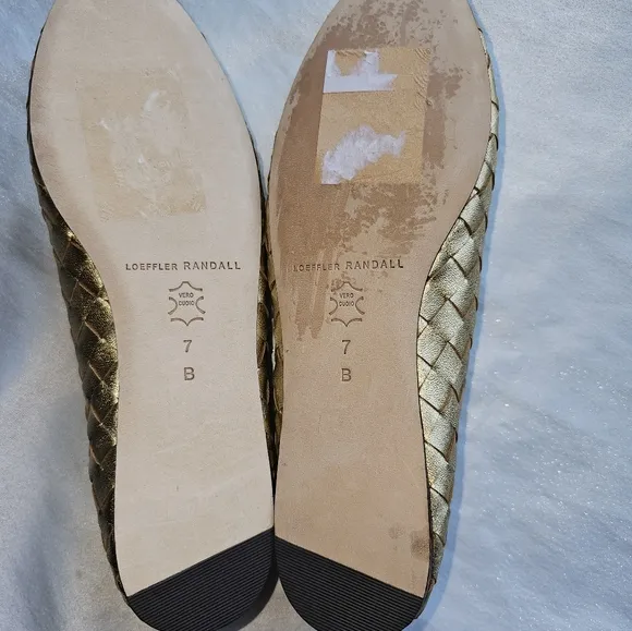 Loeffler Randall Leonie Gold Woven Ballet Flats Sz 7