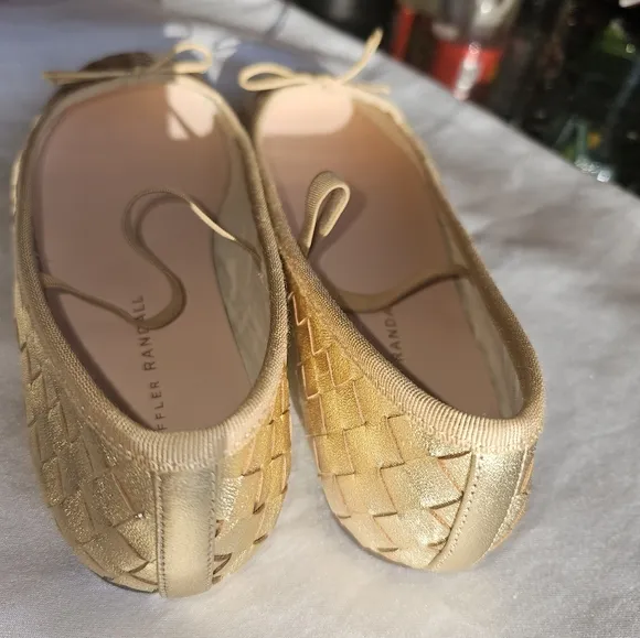 Loeffler Randall Leonie Gold Woven Ballet Flats Sz 7