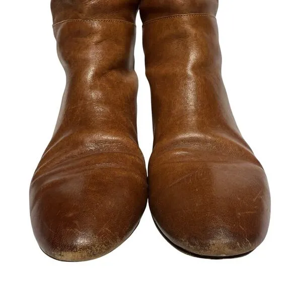 Loeffler Randall Matilde Brown Tall Wedge Boots Knee High Wester Boots Size 6.5