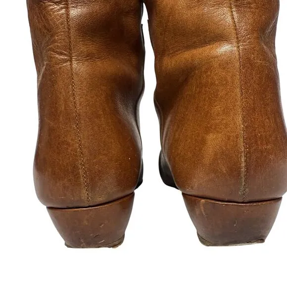Loeffler Randall Matilde Brown Tall Wedge Boots Knee High Wester Boots Size 6.5