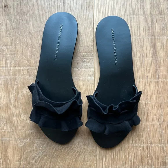 Loeffler Randall NWOT Black Birdie Ruffle Slide