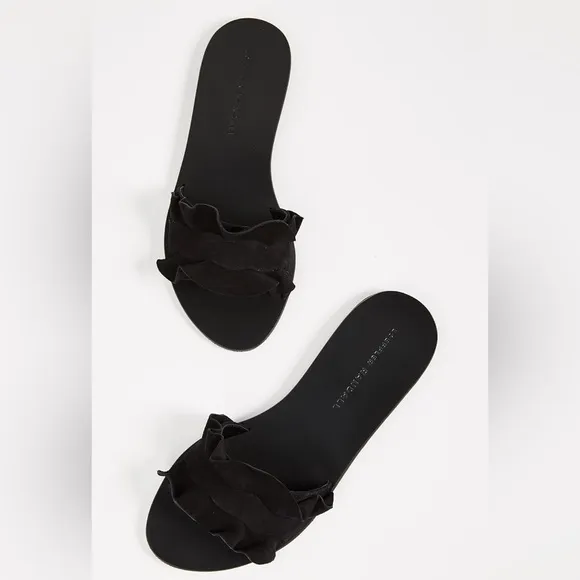 Loeffler Randall NWOT Black Birdie Ruffle Slide