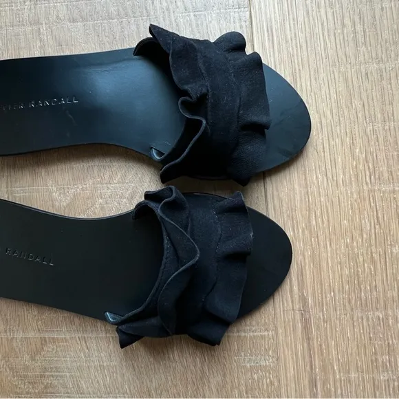 Loeffler Randall NWOT Black Birdie Ruffle Slide