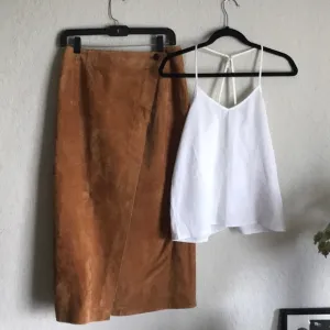 LORD &amp; TAYLOR •  Leather wrap maxi skirt