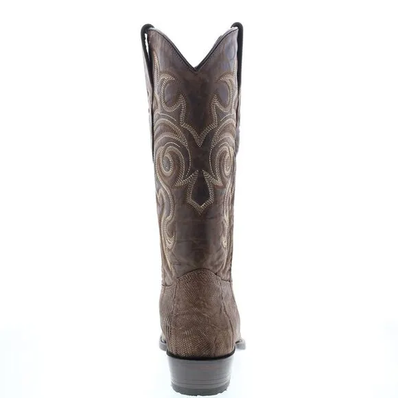 Los Altos Mens J-Toe Teju Lizard Brown Boots (NWT)