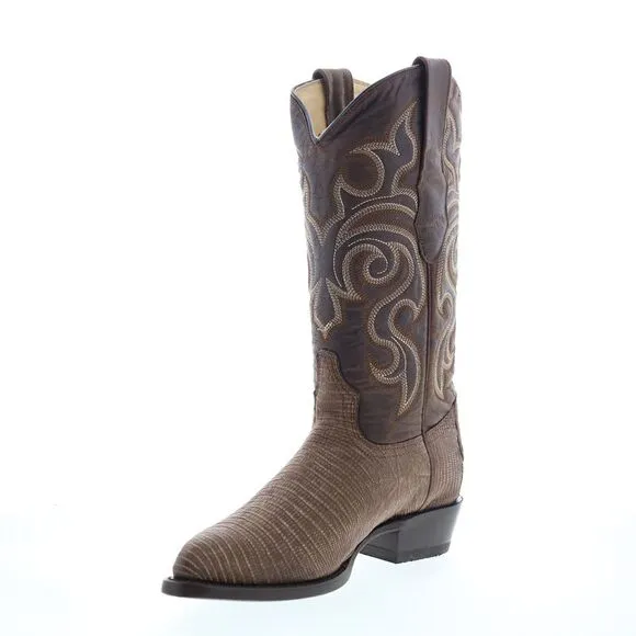 Los Altos Mens J-Toe Teju Lizard Brown Boots (NWT)