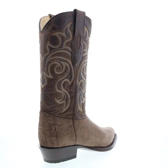 Los Altos Mens J-Toe Teju Lizard Brown Boots (NWT)