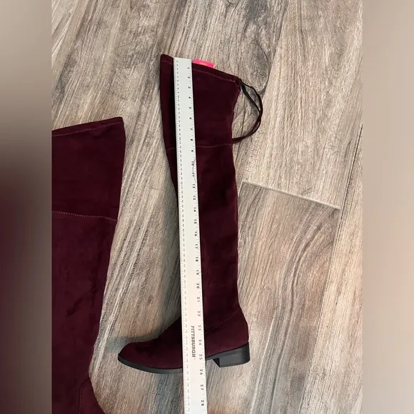 LOT OF 2 THIGHT HIGH KNEE BOOTS BURGUNDY MAROON GRAY CATHERINE MALADRINO SIZE 7