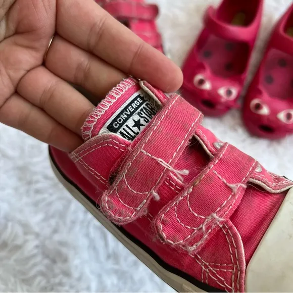 Lot of 3 Toddler Shoes Mini Melissa Cat &amp; Jack Converse Pink Floral Size 9