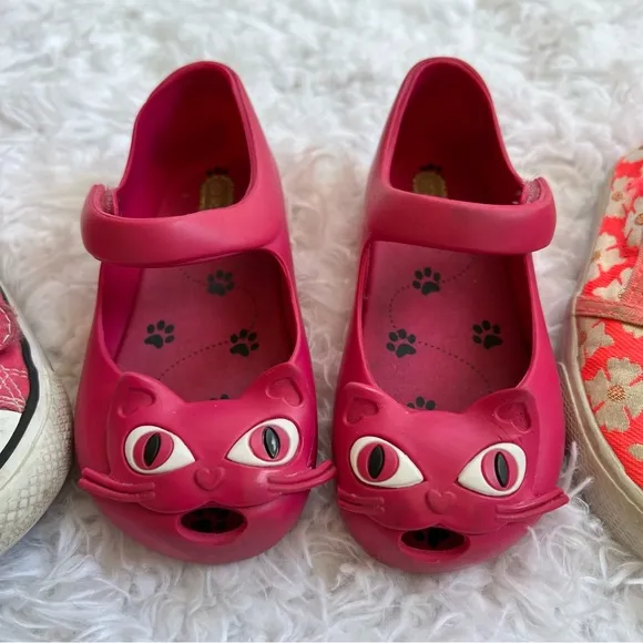 Lot of 3 Toddler Shoes Mini Melissa Cat &amp; Jack Converse Pink Floral Size 9