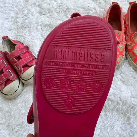 Lot of 3 Toddler Shoes Mini Melissa Cat &amp; Jack Converse Pink Floral Size 9