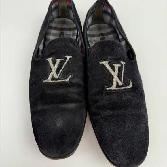 Louis Vuitton Black Suede Men's Loafers size 8