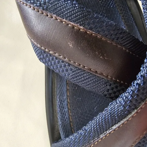 Louis Vuitton Blue and Brown Sandals with Cross-Strap Design