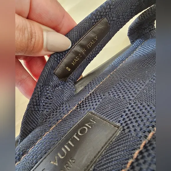 Louis Vuitton Blue and Brown Sandals with Cross-Strap Design