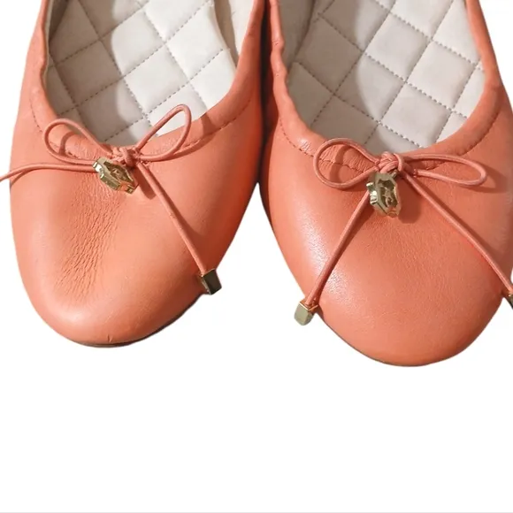 Louise et Cie Peach Ferraria Leather Ballet Flats Bow Size 8.5