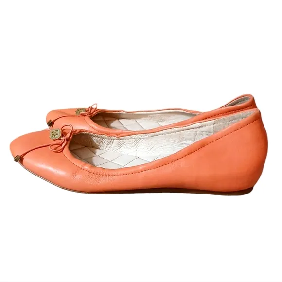Louise et Cie Peach Ferraria Leather Ballet Flats Bow Size 8.5