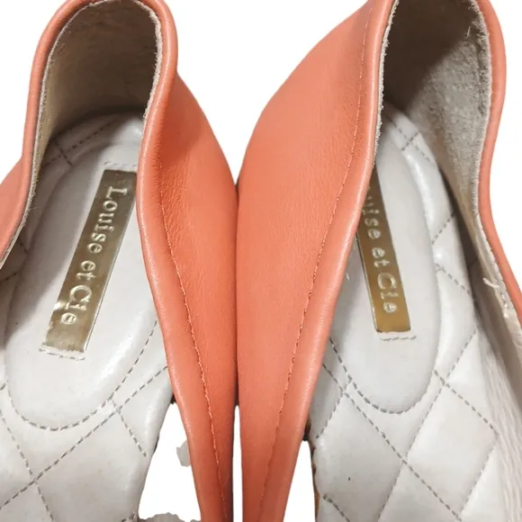 Louise et Cie Peach Ferraria Leather Ballet Flats Bow Size 8.5