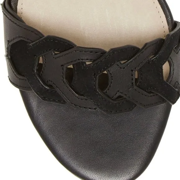 Louise et Cie Women Flat Ankle Strap Sandals Size US 7.5M Black Leather NIB