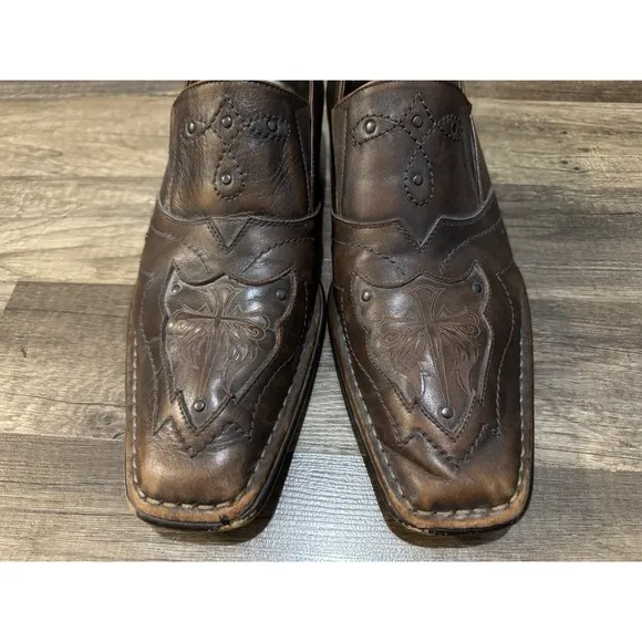 Lounge By Mark Nason  Men's Sz 10 U Rock Brown Studded Cross Dagger Loafer