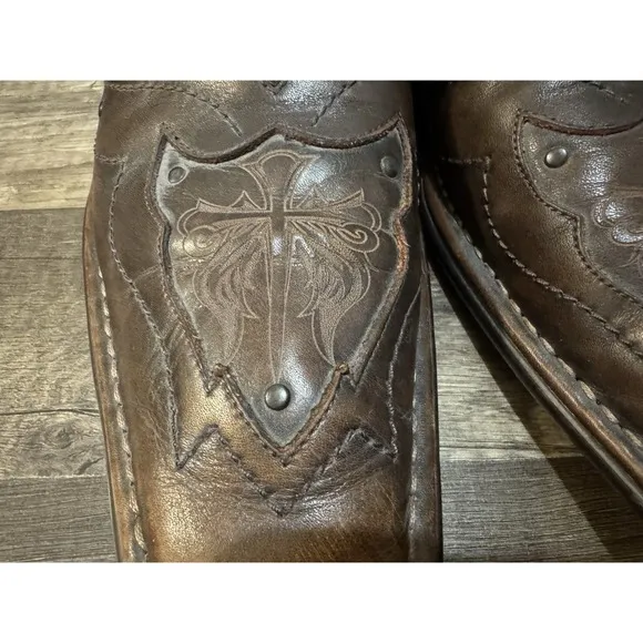 Lounge By Mark Nason  Men's Sz 10 U Rock Brown Studded Cross Dagger Loafer