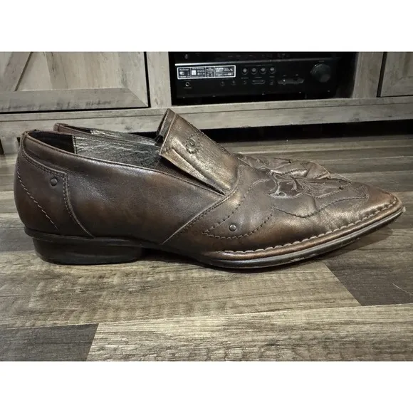 Lounge By Mark Nason  Men's Sz 10 U Rock Brown Studded Cross Dagger Loafer