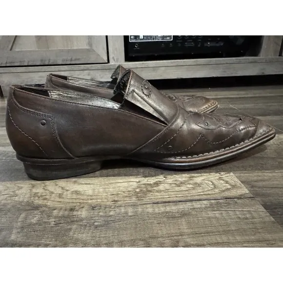 Lounge By Mark Nason  Men's Sz 10 U Rock Brown Studded Cross Dagger Loafer