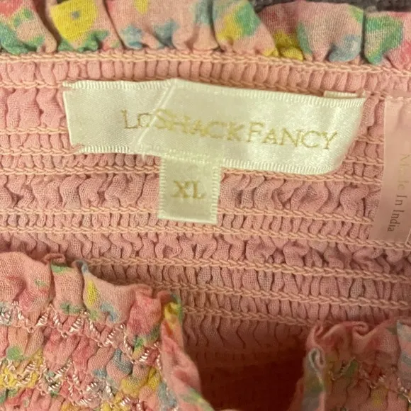 LoveShackFancy Berry High-Low Floral Cotton Skirt XL