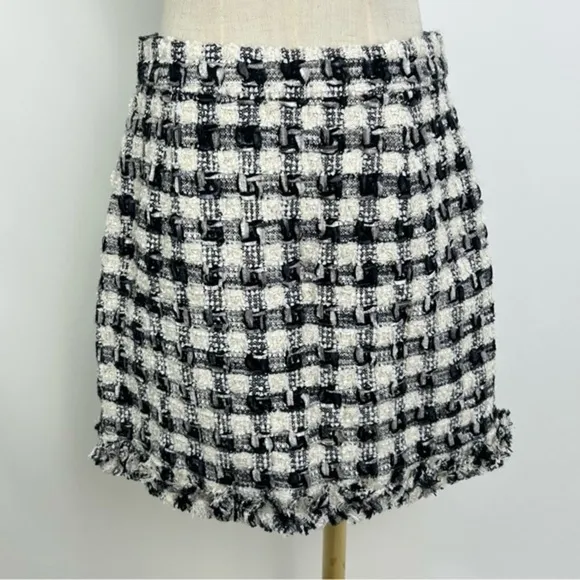 LoveShackFancy - Nate Faux Pearl-embellished Checked Tweed Mini Skirt