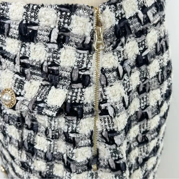 LoveShackFancy - Nate Faux Pearl-embellished Checked Tweed Mini Skirt