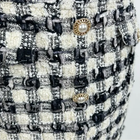 LoveShackFancy - Nate Faux Pearl-embellished Checked Tweed Mini Skirt