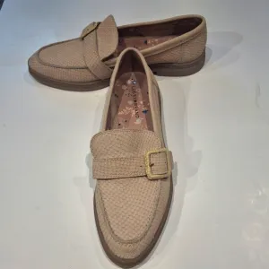 Lucky Brand Women's Tan Leather Buckle Loafer Size US 8 EU 38.5