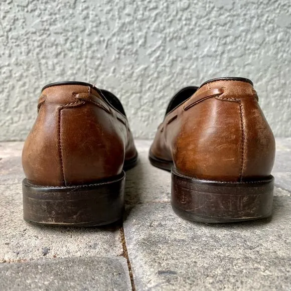 M. GEMI Tassel Loafers Brown Leather 42.5/8.5 men’s Made in Italy