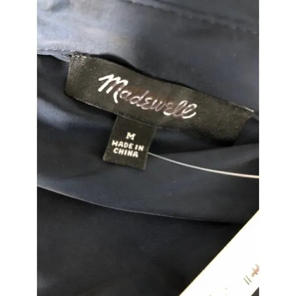 Madewell Button Front Utility Shirtdress in Satin Deep Indigo Blue NWT Medium