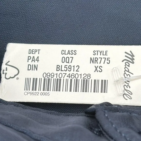 Madewell Button-Front Utility Shirtdress Satin Deep Indigo size XS NWT NR775