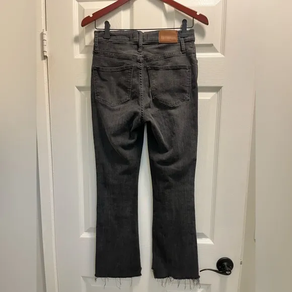 Madewell Cali Demi-Boot Asymmetrical Hem Jeans Button Fly in Washed Black