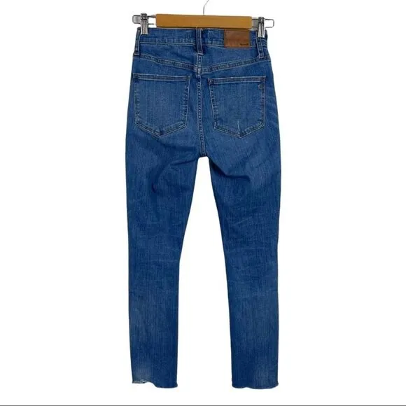 Madewell Cali Demi-Boot Button Fly Distressed Jeans Raw Hem Size 24