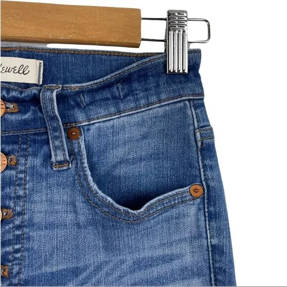 Madewell Cali Demi-Boot Button Fly Distressed Jeans Raw Hem Size 24