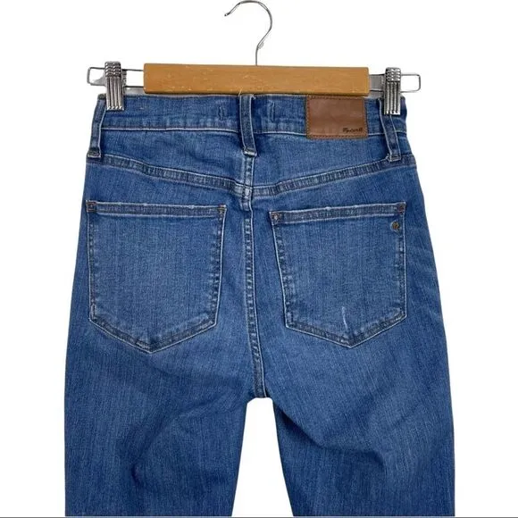 Madewell Cali Demi-Boot Button Fly Distressed Jeans Raw Hem Size 24