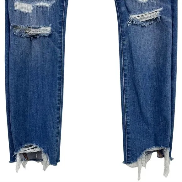 Madewell Cali Demi-Boot Button Fly Distressed Jeans Raw Hem Size 24