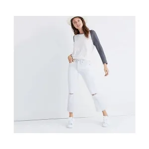 Madewell Cali Demi-Boot Jean Distressed Edition 31 Women’s Pure White F9020