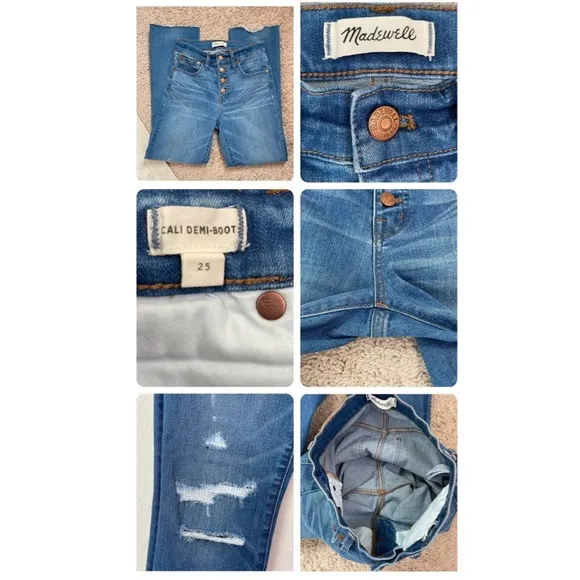 Madewell Cali Demi-Boot Jeans Bronson Wash: Button-Front Edition J0512, Size 25