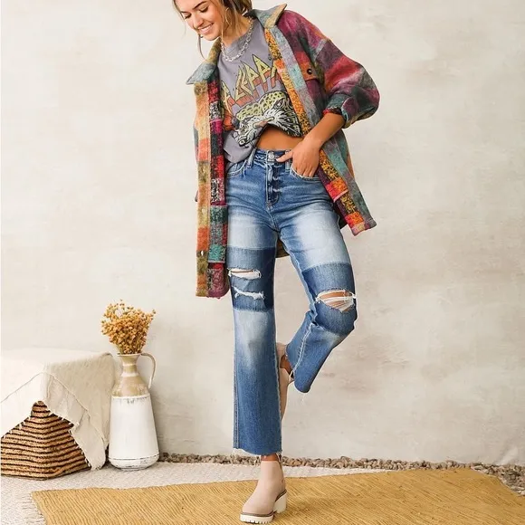 Madewell Cali Demi Boot Jeans Distressed Edition