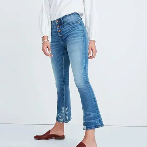 Madewell Cali Demi-Boot Jeans in Bess Wash: Button-Front Edition Size 26