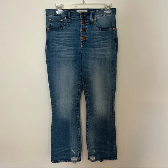 Madewell Cali Demi-Boot Jeans in Bess Wash: Button-Front Edition Size 27