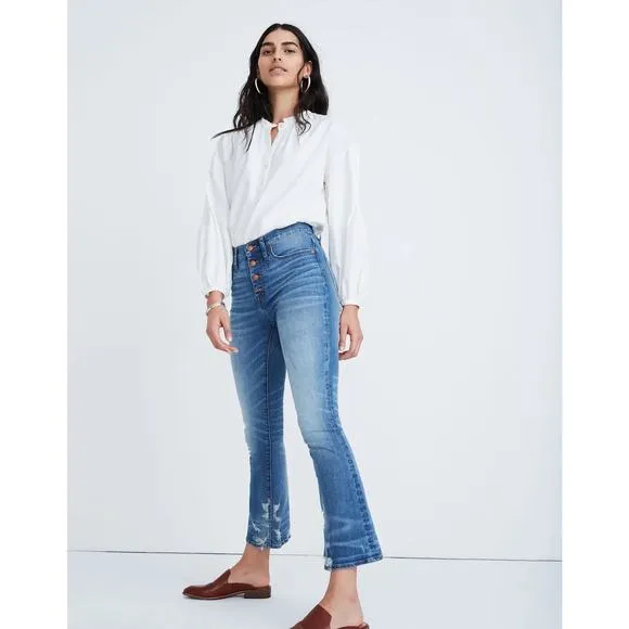 Madewell Cali Demi-Boot Jeans in Bess Wash: Button-Front Edition Women's 30