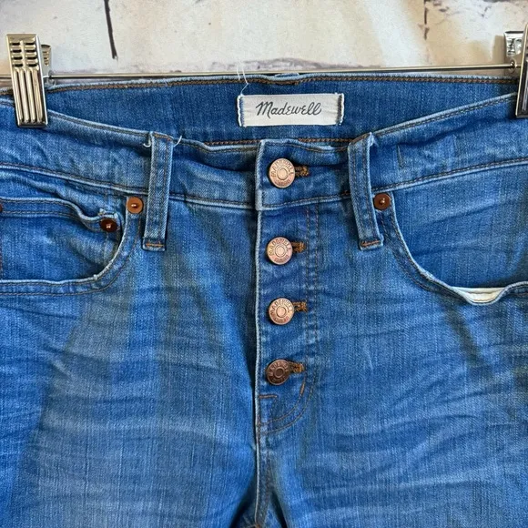 Madewell Cali Demi-Boot Jeans in Bronson Wash Button-Front Edition SZ 25